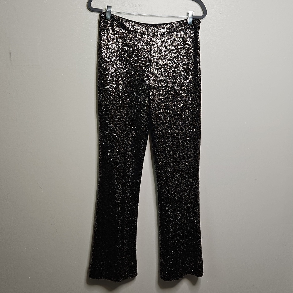 Badgley Mischka Pants Size 8 Straight Leg Micro Sequin Lined